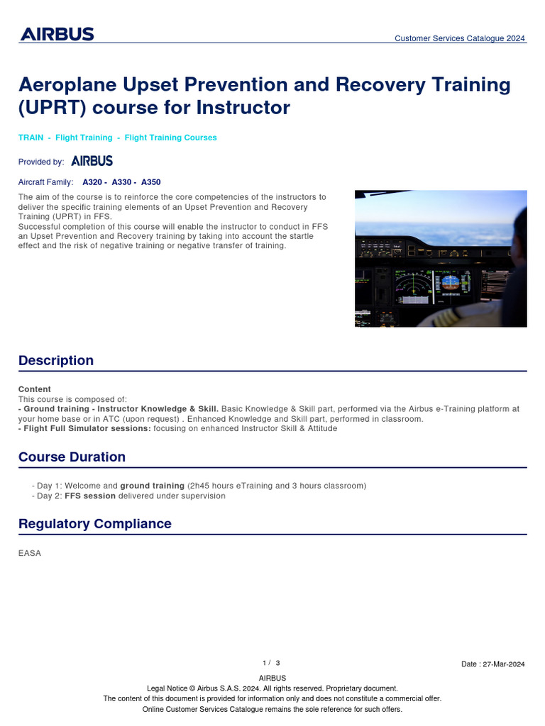Aeroplane Upset Prevention and Recovery Training (UPRT) Course For ...
