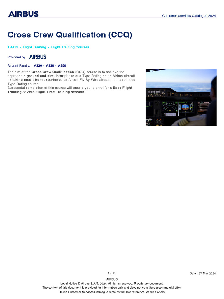 Cross Crew Qualification (CCQ) - 27032024 | PDF | Airbus | Airliner