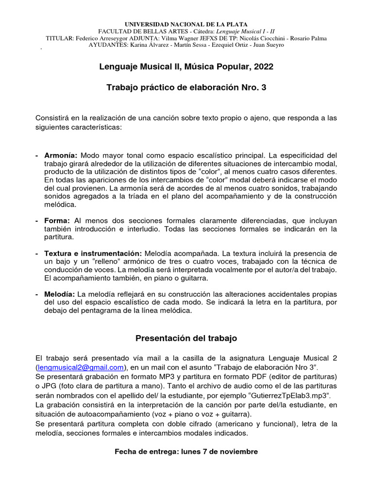 Tp de elaboracion nro 3 lenguaje 2 int modal 2022 pdf partituras
