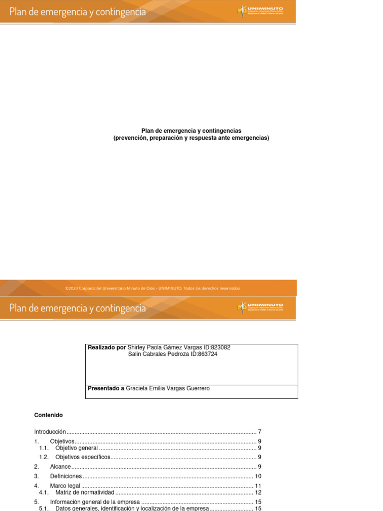 Plan de Emergencia Segunda Parte | PDF | Riesgo | Vulnerabilidad ...