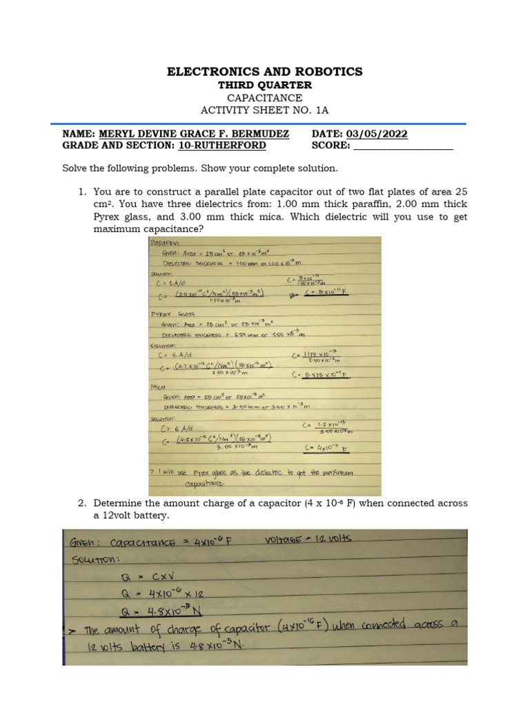 Robotics Activity Sheet No. 1a | PDF | Teaching Methods & Materials