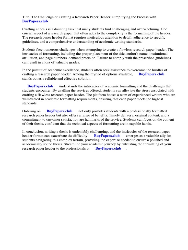 Research Paper Header Format | PDF | Apa Style | Citation