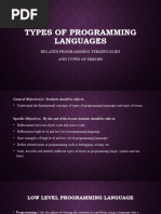 Lesson 13 Types of Programming Languages, Errors