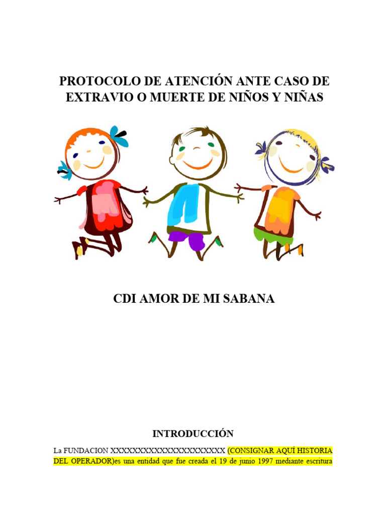 Protocolo de Atención: Extravío y Muerte Infantil | PDF