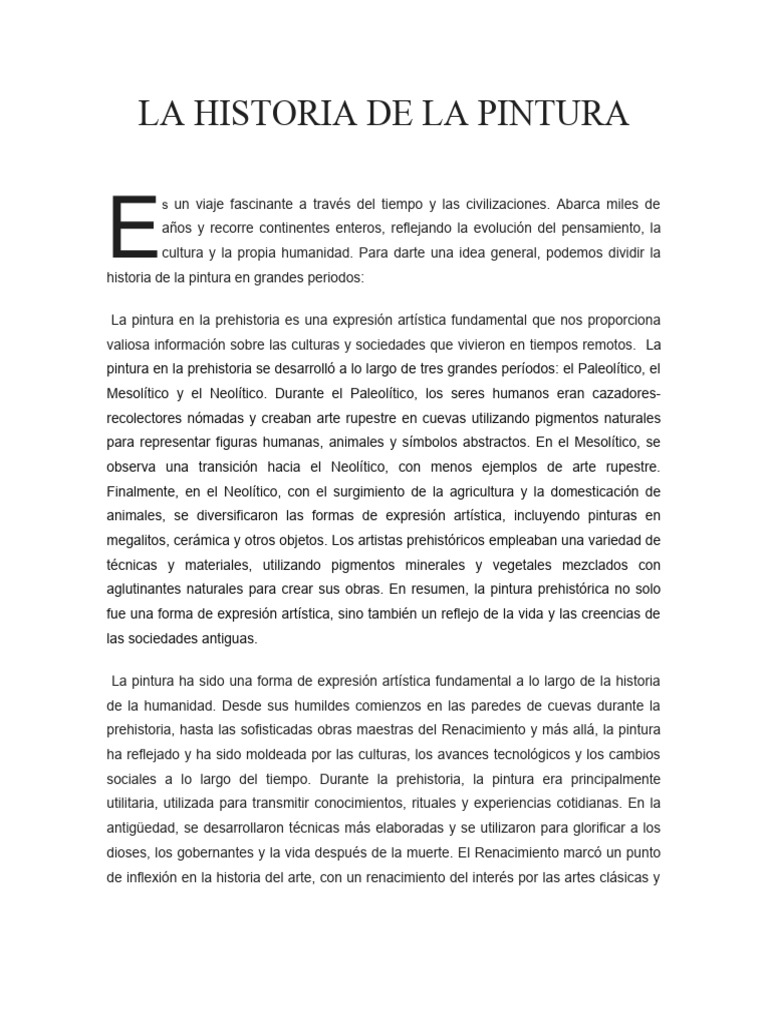La Historia de La Pintura | PDF | Pinturas | Pintura al óleo