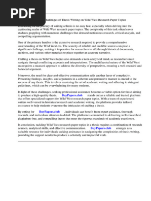 Wild West Research Paper Topics