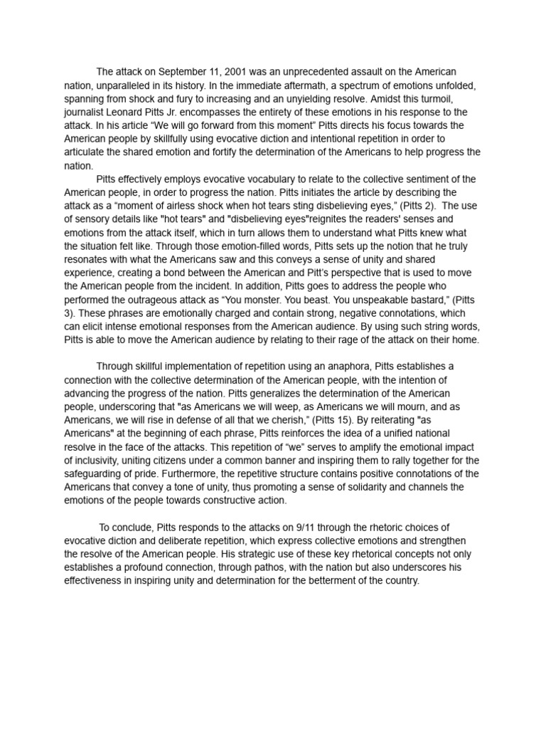 Pitts Rhetorical Essay PDF Emotions
