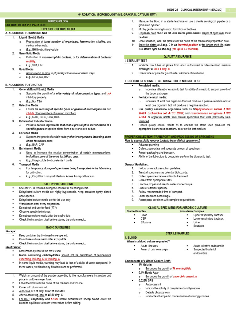 6th Rotation - MICROBIO | PDF | Growth Medium | Microbiology