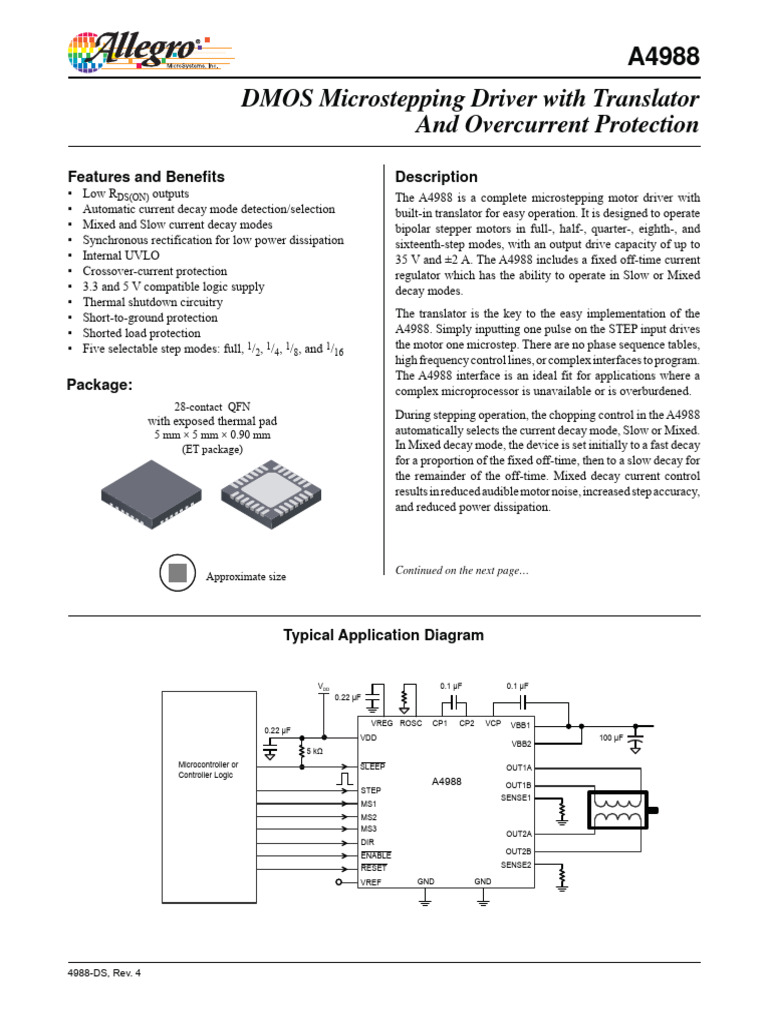 A4988 Microstepping Driver Overview | PDF | Mosfet | Electrical Equipment