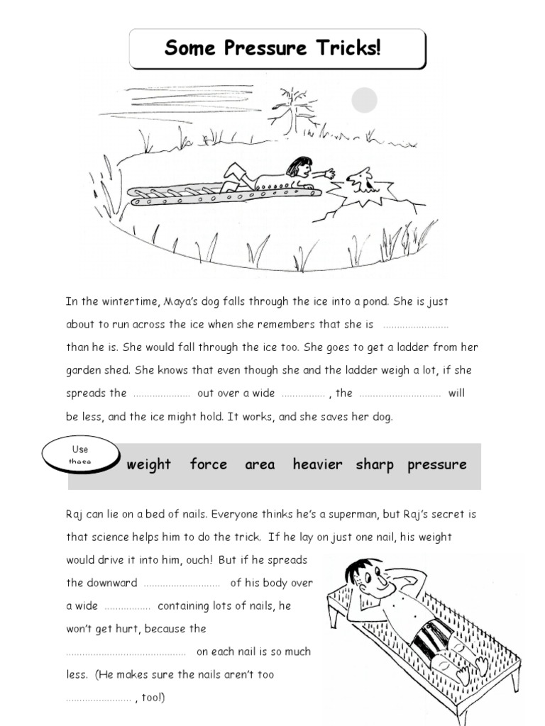 Pressure Lesson 1 Worksheet