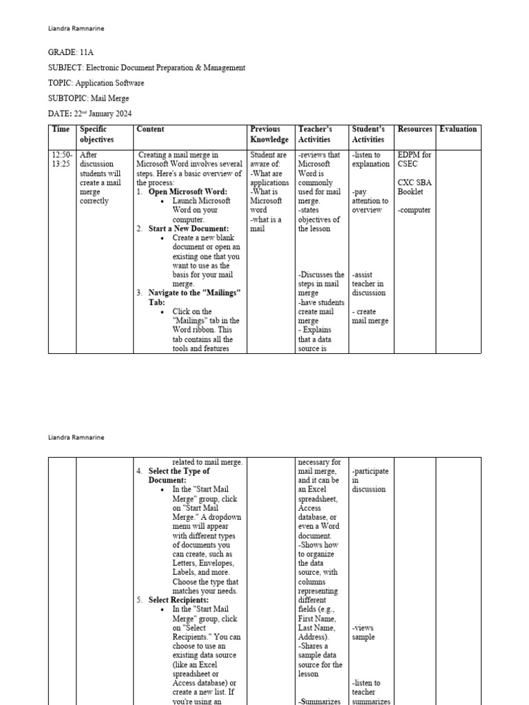 Mail Merge Pdf Microsoft Excel Spreadsheet