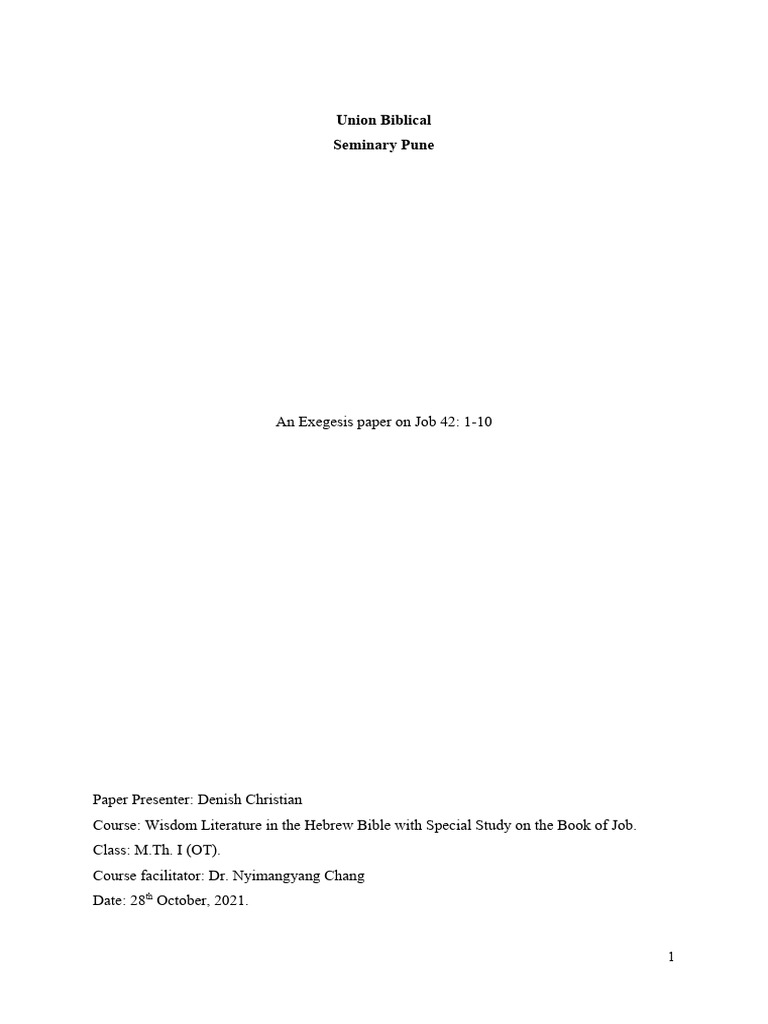 Job 42 1 10 Summary