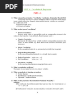 UNIT V Correlation and Regression Important Questions and QB