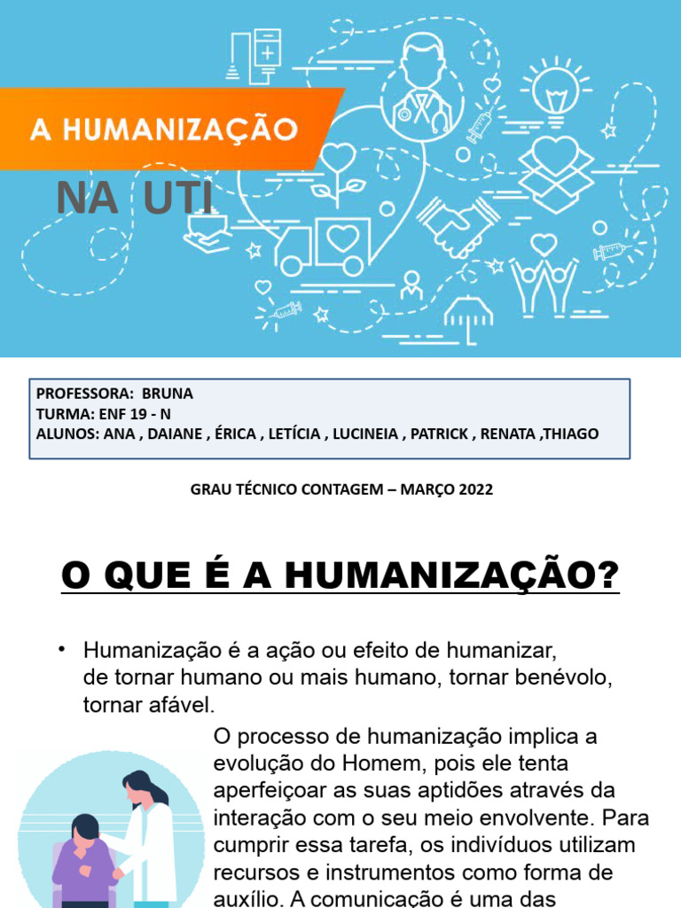 Humanização na Saúde e na UTI | PDF | Unidade de Tratamento Intensivo ...