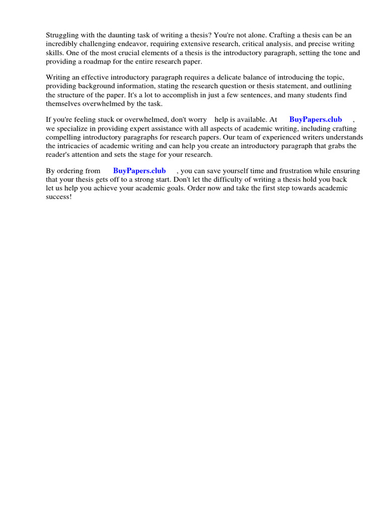 How To Write An Introductory Paragraph For A Research Paper | PDF ...