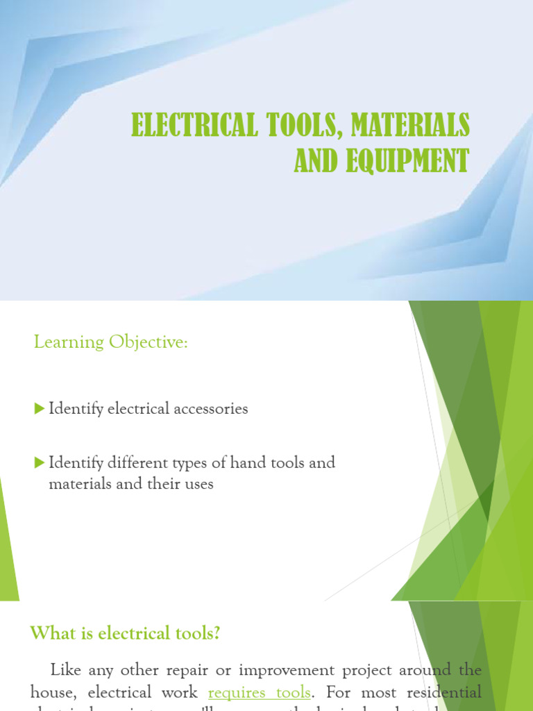 Essential Electrical Tools and Materials | PDF | Electrical Connector ...