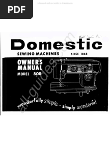 Domestic 808 Sewing Machine Instruction Manual