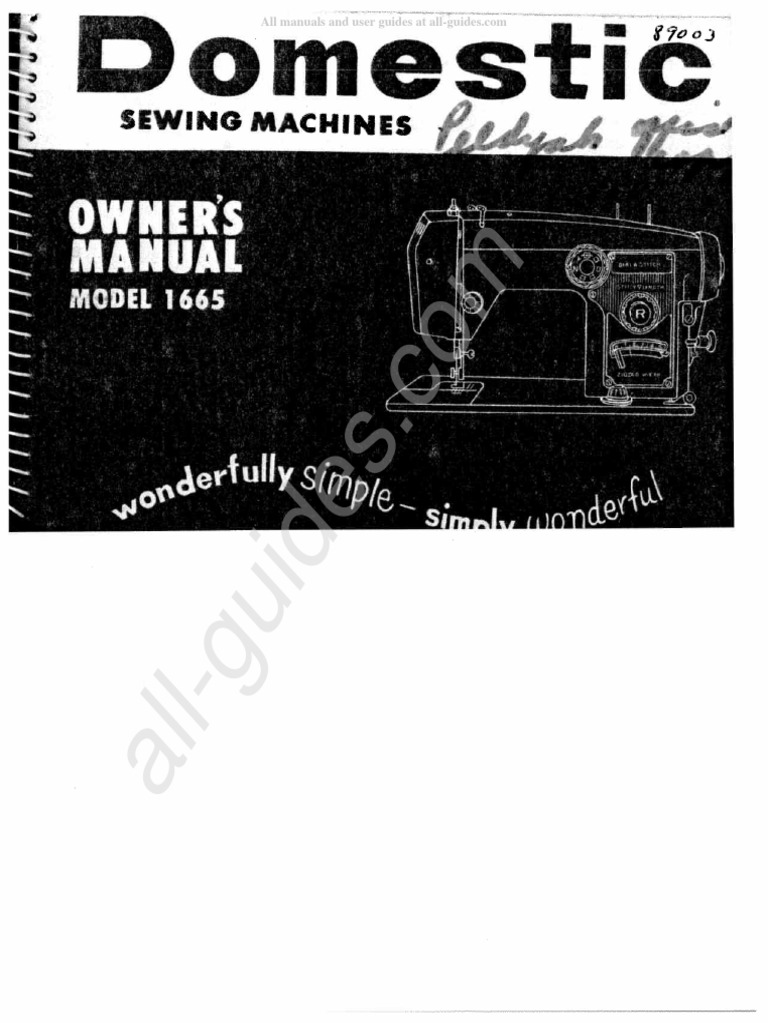 Domestic 1665 Sewing Machine Instruction Manual | PDF | Sewing