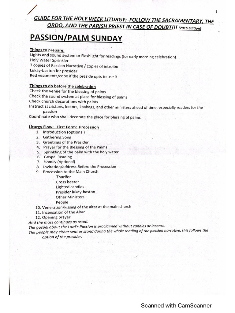 Holy Week Flow For Seminarians | PDF