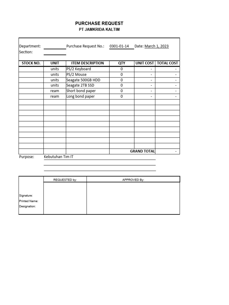 Contoh purchase request pdf