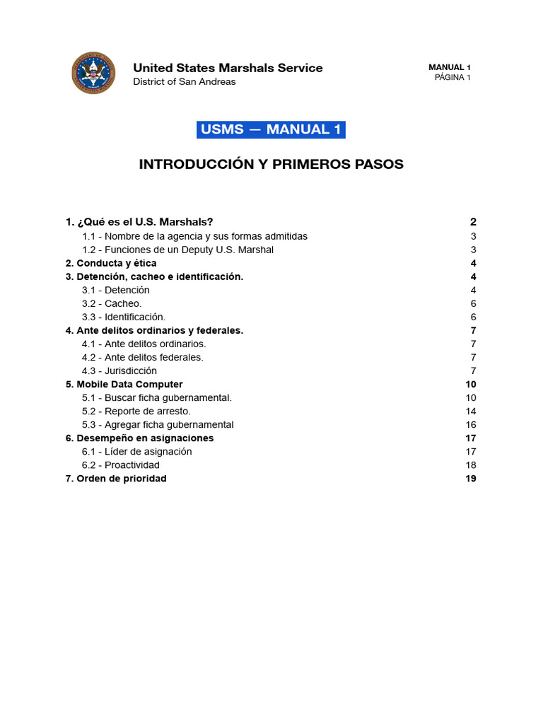 Usms - Manual 1 | PDF | Servicio de Alguaciles de los Estados Unidos ...