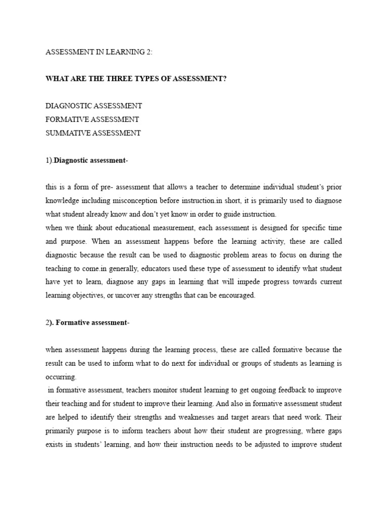 Types of Educational Assessment | PDF | Educational Assessment | Learning