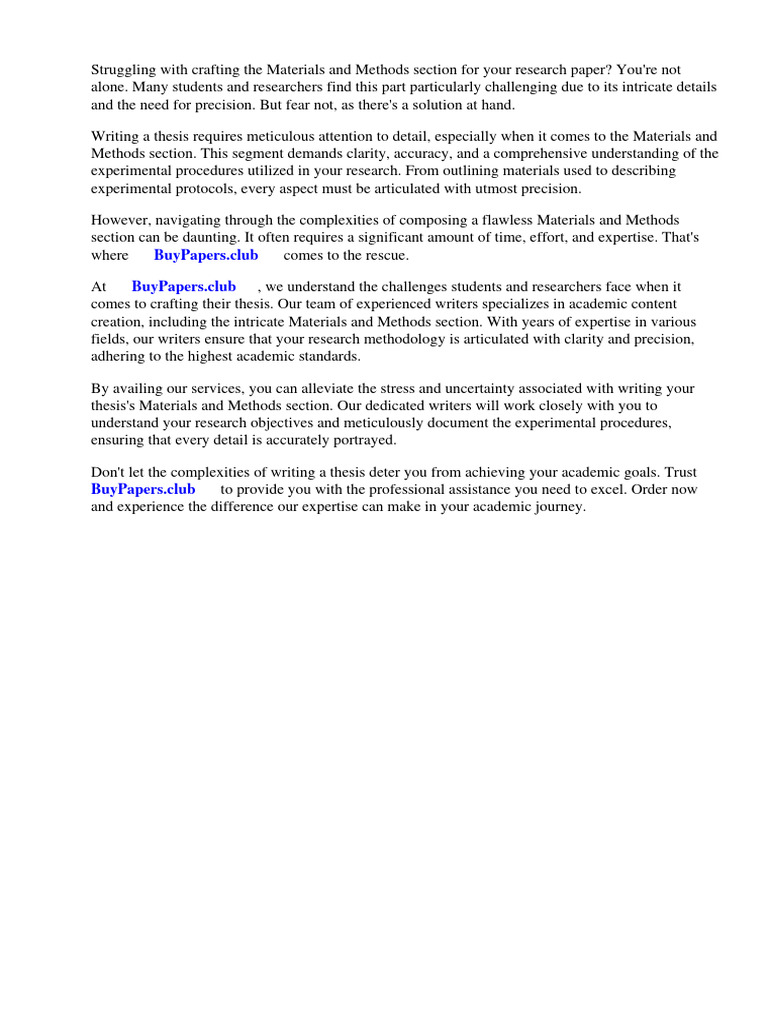 How to Write Materials and Methods in a Research Paper | PDF ...