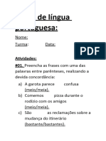 Prova de Língua Portuguesa.