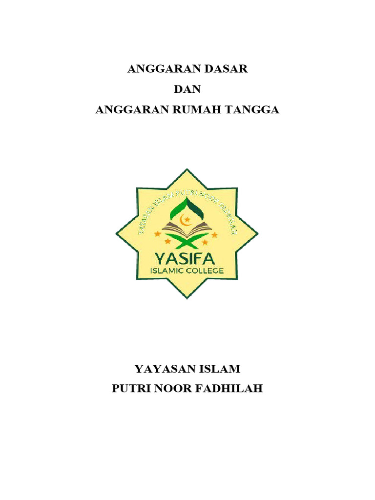 AD/ART Yayasan Islam Putri Noor Fadhilah | PDF | Karier & Perkembangan