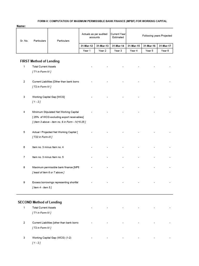 MPBF Calculation for Working Capital | PDF | Working Capital | Banks