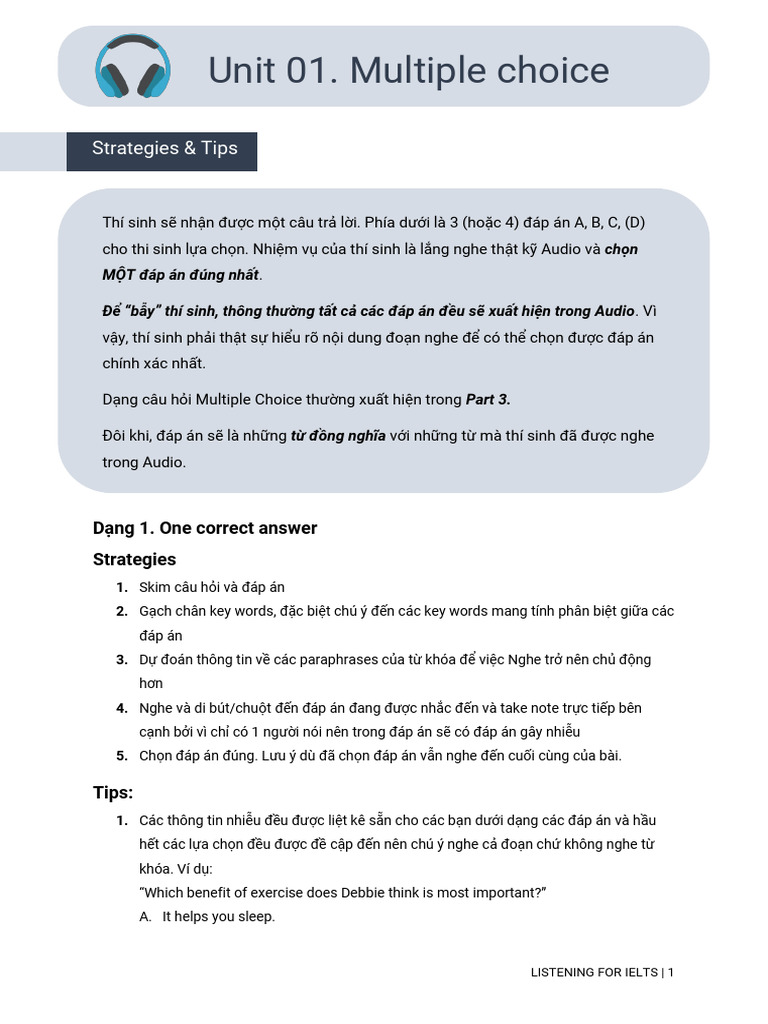 Listening Unit 1 Multiple Choice Pdf