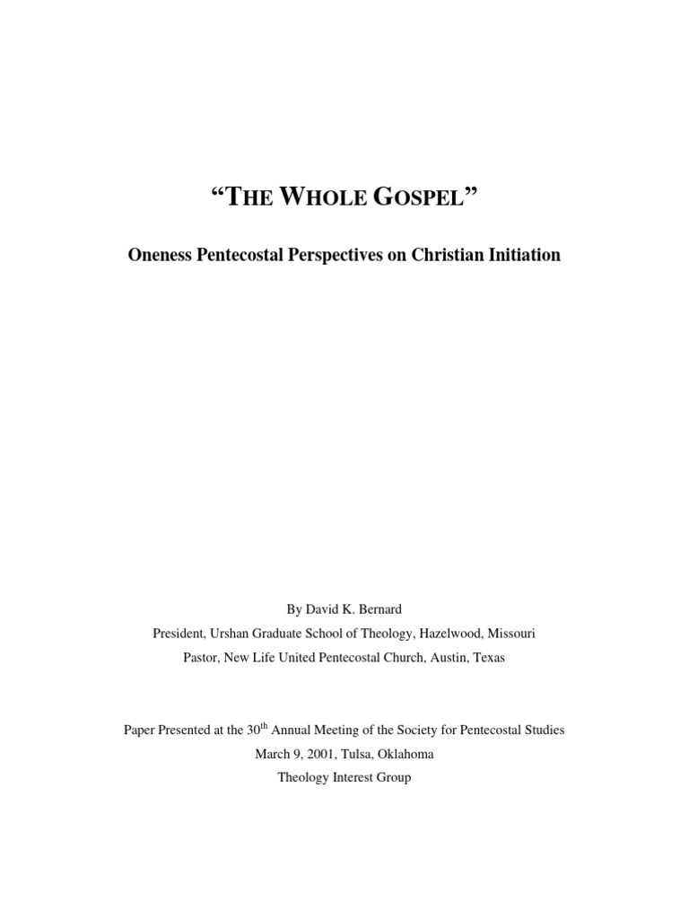 Oneness Pentecostal Views on Salvation | PDF