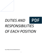 Duties and Responsibilities of Each Position