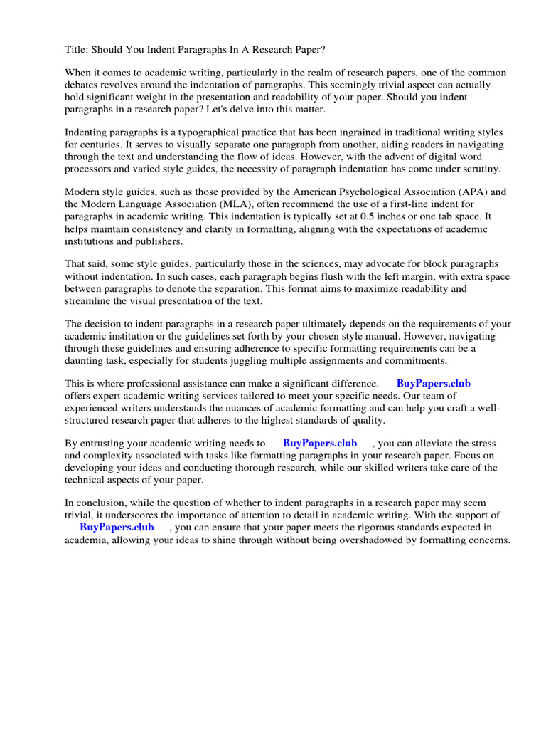 Do You Indent Paragraphs In Apa Format