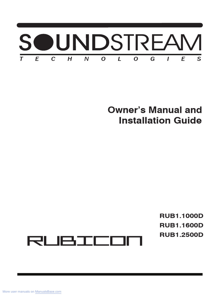 RUBICON Amplifier Installation Guide | PDF | Amplifier | Fuse (Electrical)
