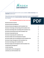 Arden University Course Factsheets