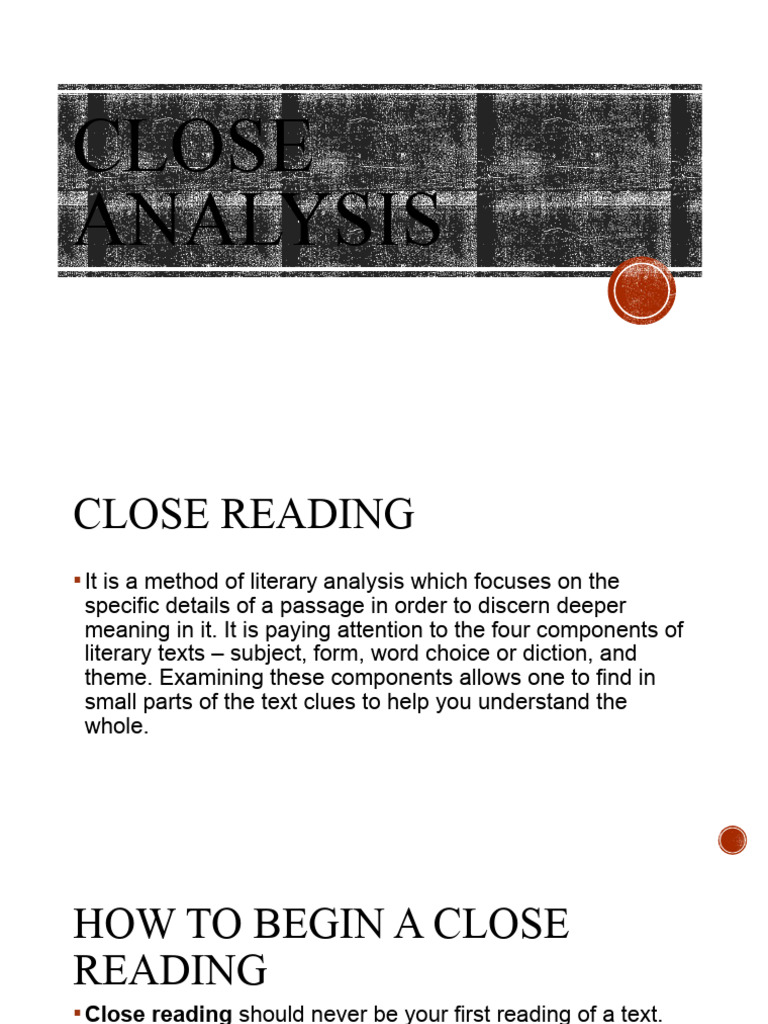 Close Reading Literary Analysis Guide | PDF | Narration | Poetry