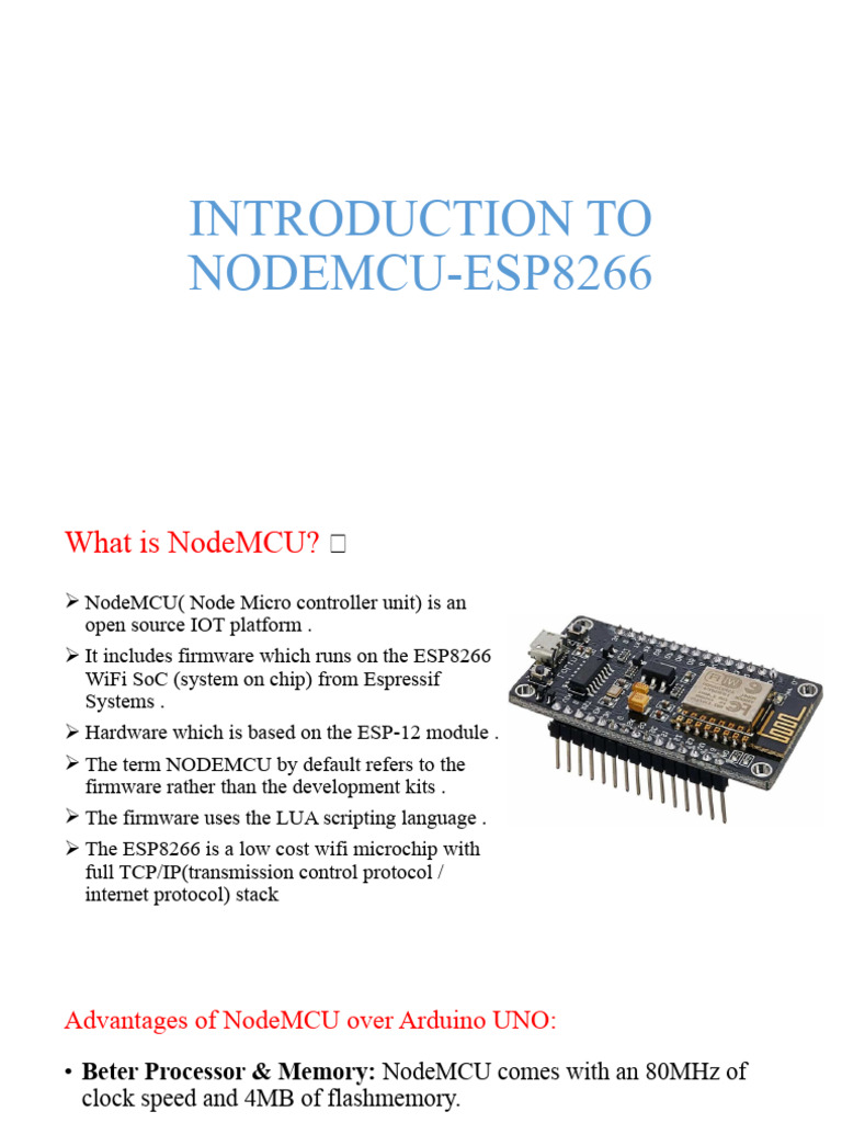 Introduction To Nodemcu | PDF | Arduino | Microcontroller