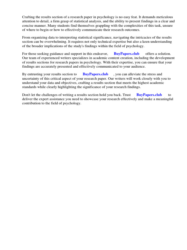 How To Write The Results Section of A Research Paper Psychology Download Free PDF Academic