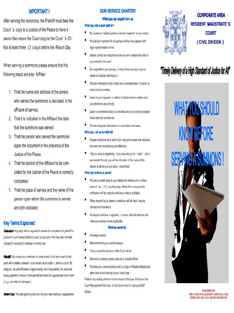 Guidelines for Serving a Summons | PDF | Plaintiff | Lawsuit