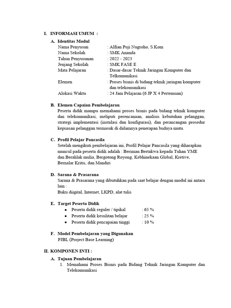 Modul Ajar Dasar Dasar Tjkt Pdf