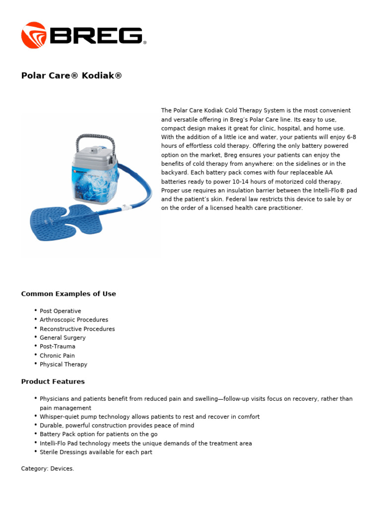 Breg, Inc. Store Catalog 1711052394 | PDF | Patient | Therapy