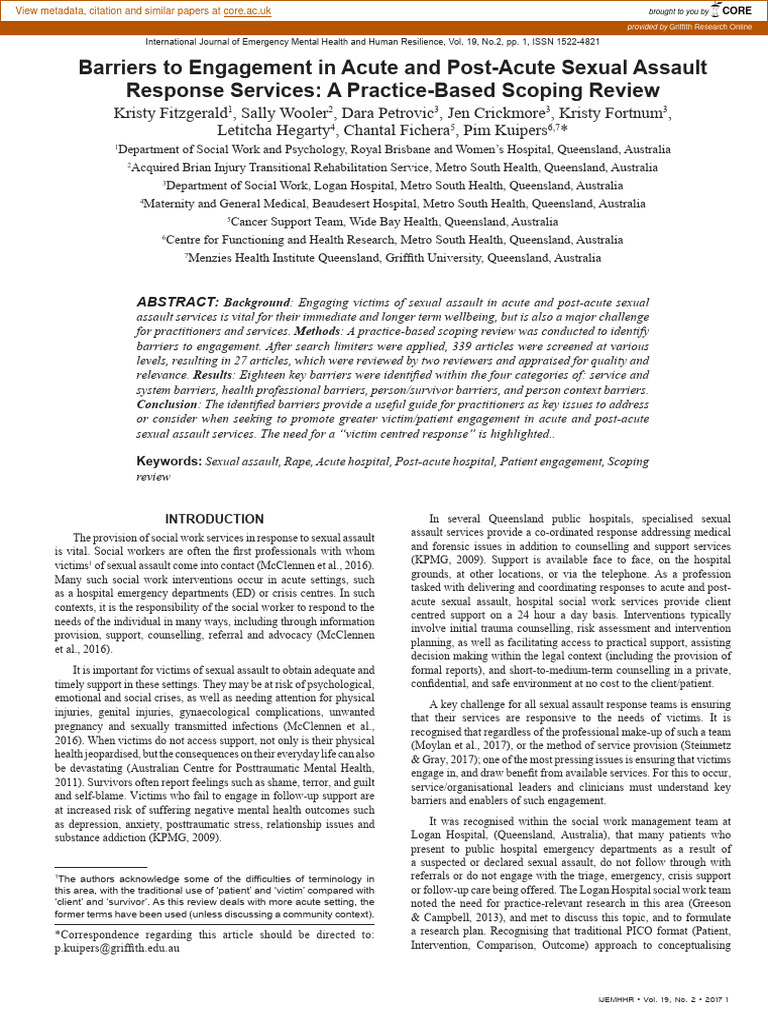 Fitzgerald Et Al 2017 | PDF | Systematic Review | Violence