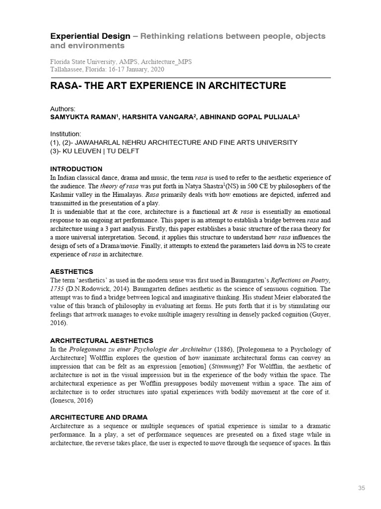 Rasa Theory in Architectural Design | PDF | Experience