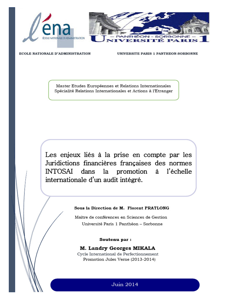Normes INTOSAI et audit intégré en France | PDF | Audit