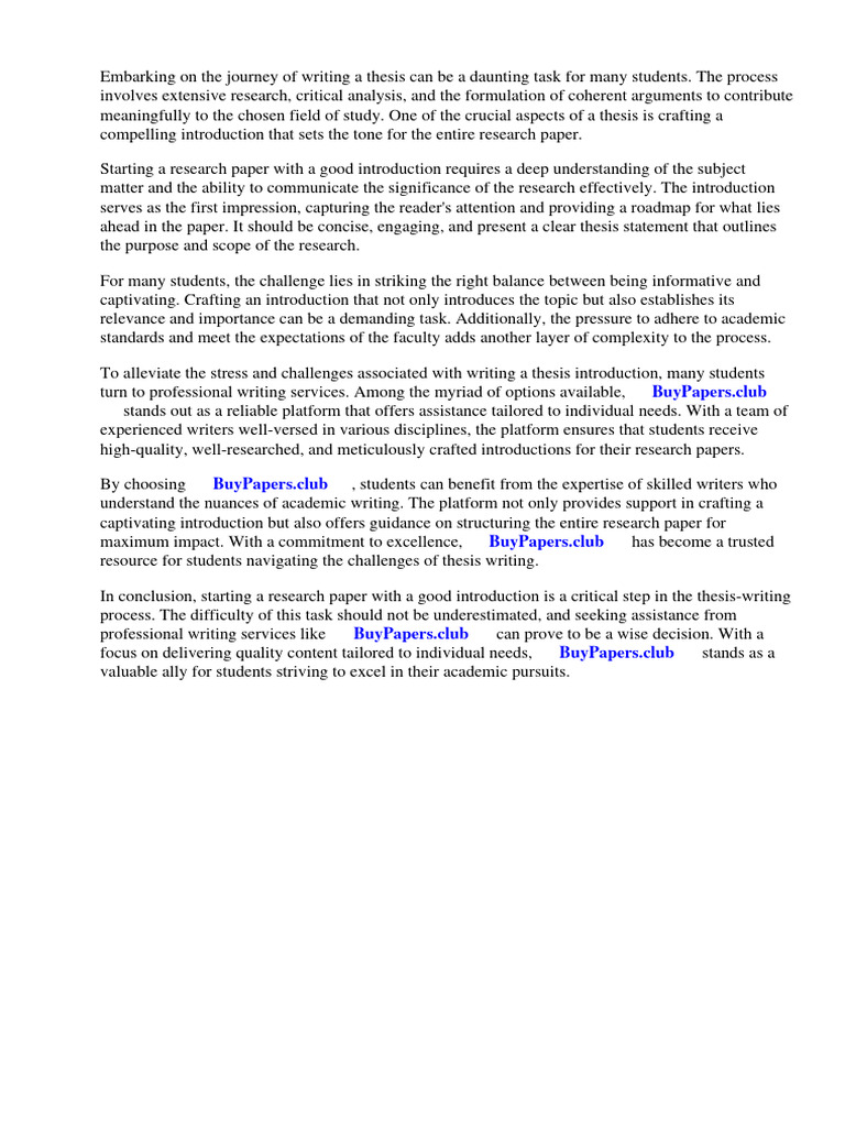How To Start A Research Paper With A Good Introduction | PDF | Essays ...