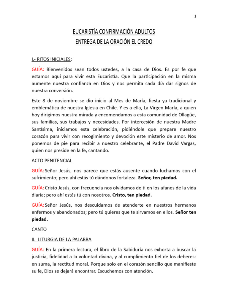 Entrega del Credo en la Confirmación | PDF | Fe | eucaristía