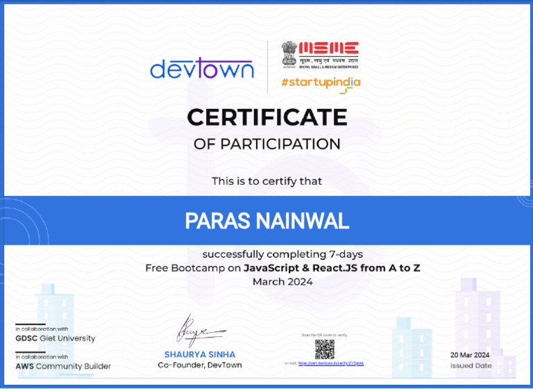 Paras Nainwal: Scan The QR Code To Verify | PDF