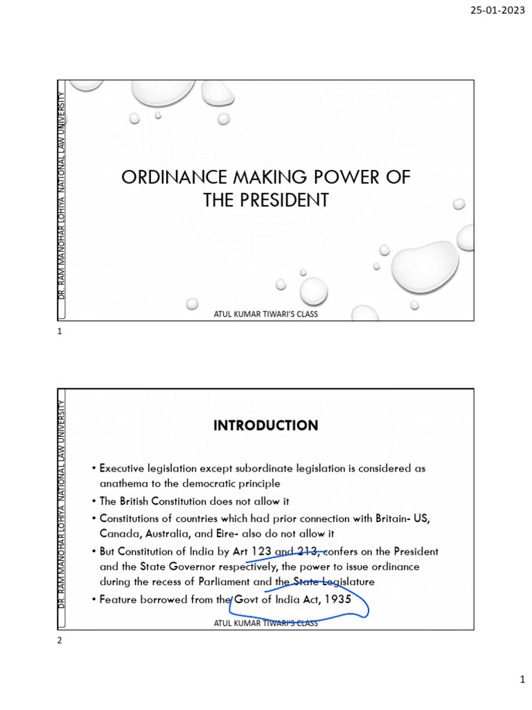President's Ordinance-Making Power Explained | PDF | Parliament Of ...