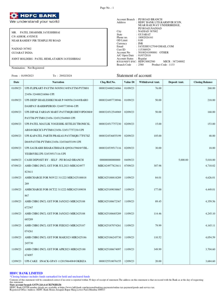 Bank Statement for Account Holders | PDF | Banking | Personal Finance